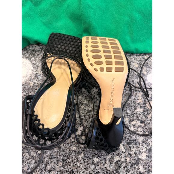 Bottega Veneta Black Stretch Mesh Square Toe Sandals 36 1/2 - Picture 11 of 16